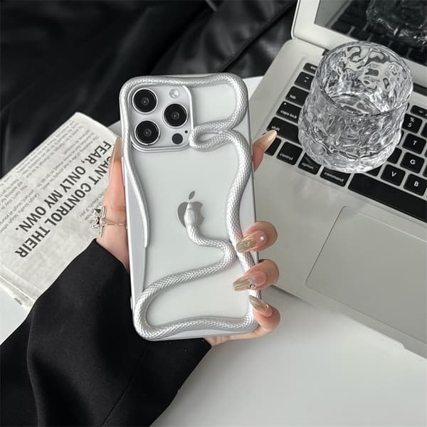 Skal för iPhone 17 Pro Max matt ihålig orm silver elektroplätering glansig ihålig orm