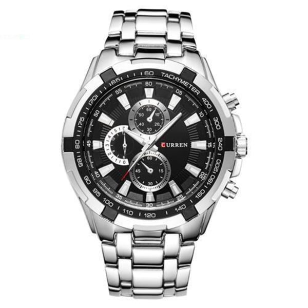 Miesten muoti Business Watch Quartz vedenpitävä watch MZMW-8023 Black dial silver strap