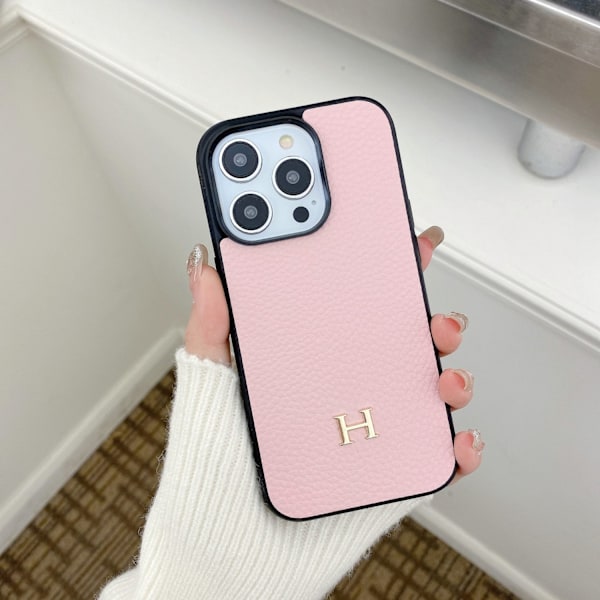 Kotelo iPhone 14plus -puhelimelle, litsikuvio, täysi H, vaaleanpunainen nahka, trendikäs merkki