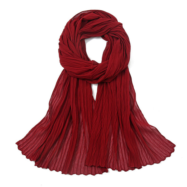 Damsjal 2022 Chiffong plisserad vår och höst 4# wine red 180cm
