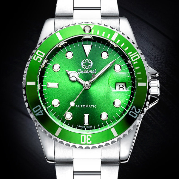 Herreure Submariner Watch Rotating Black Ghost Green Calendar Luminous Gift Black circle black