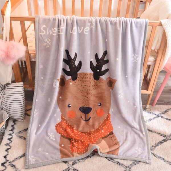 Flanelli Lasten Peitto Kaksikerroksinen Paksutettu Sarjakuva Pilvipeitto Lämmin Lasten Peitto Cover peitto Fairy deer 100*140cm