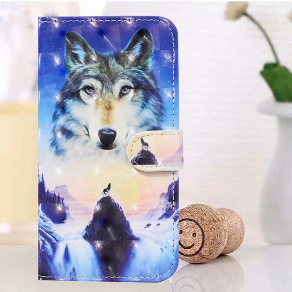 Kotelo iPhone 13 Pro Maxille Auringonnousu Susi sarjakuva maalattu korttipaikka läppälompakko