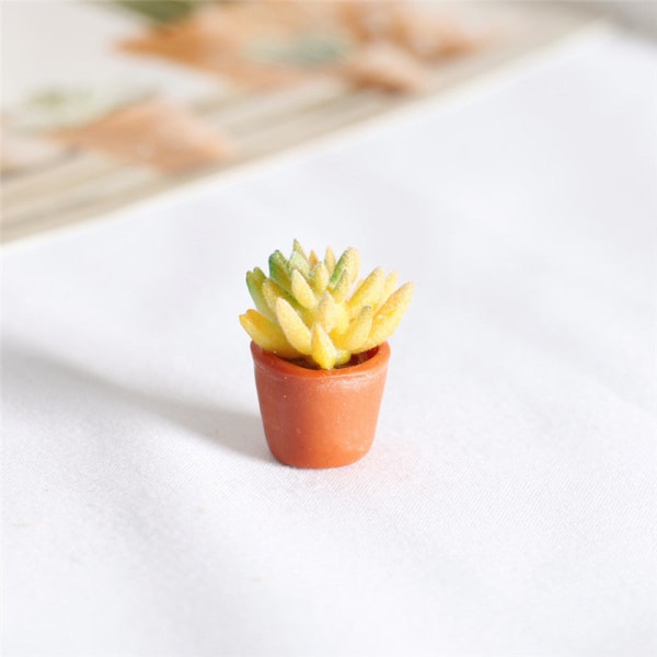 Miniaturemøbler Legetøjsdukker Hus gør-det-selv dekorationstilbehør Mini sukkulentplanter Potte Orange, Green and succulent Black Basin