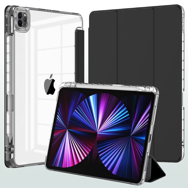 Stilfuldt etui til iPad 11\" Pro M4 2024 Sort Hård Bund Transparent