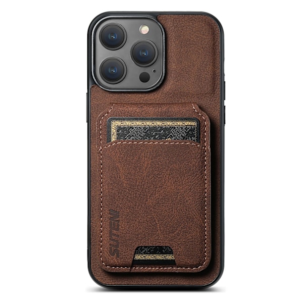 iPhone 13 Pro -kotelo H02 litsi ruskea kuvio korttipidike lompakko