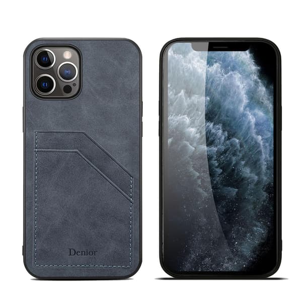 Fodral för iPhone 13 Mini grått kortfack fullnarvskinn anti-fall