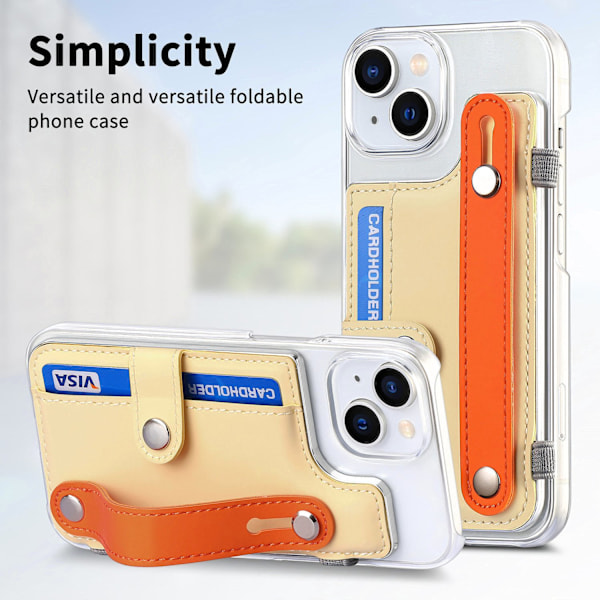 Etui til iPhone15pro Khaki simpelt kreativt personligheds armbånds kortholder