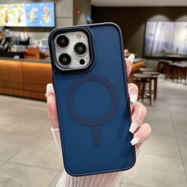 Etui til iPhone 17 Mørkeblå Blød Farve Magnetisk Mat