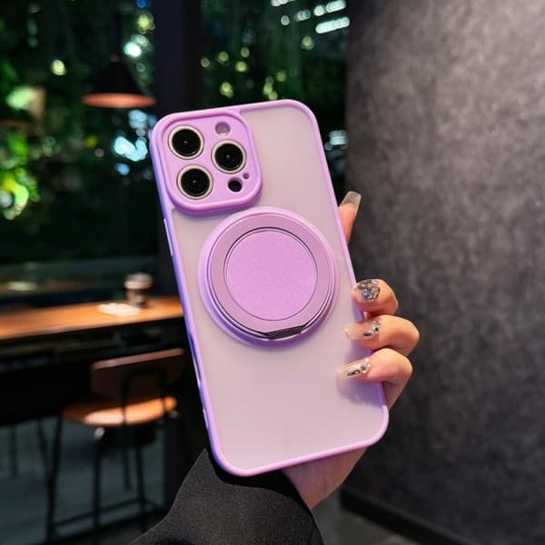 Etui til iPhone 17 Pro Max Lys Lilla Roterende Stativ Matt Hudtekstur