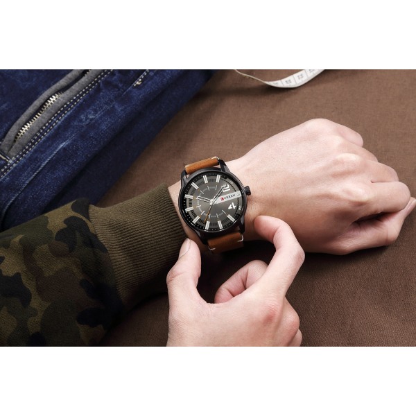 Herreklokker Digital Surface Belt Vanntett Quartz Watch Gift Black shell