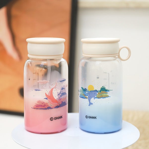 Drikkeflaske for barn Søt for barn Gradient Marine Filter Glass  Borosilicate Printed Transparent Pink 350ML d861 | Pink | 350ML | Fyndiq