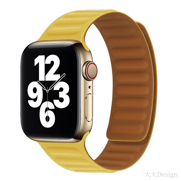 Urrem til Apple Watch iWatch 42-49mm sort æske lysegul