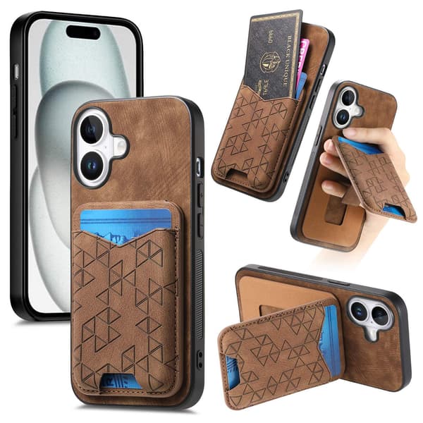 Etui til iPhone 7 Plus / 8 Brun Foldbart Stativ Kortholder Opbevaring Almindeligt Læder Multifunktionelt Ant