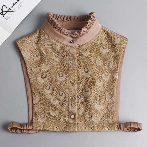 Damkrage Avtagbar halvspets Vinter Multifunktionell dekorativ allmatchande skjorta turtleneck Temperament lace (Champagne)