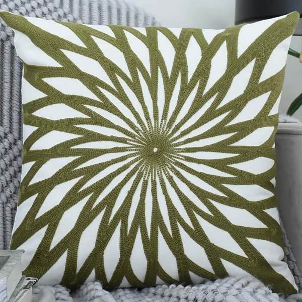 Nordic Geometric Green SUNFLOWER Broderiputetrekk, friskt og mykt med putekjerne SUNFLOWER 45 * 45cm (without core)