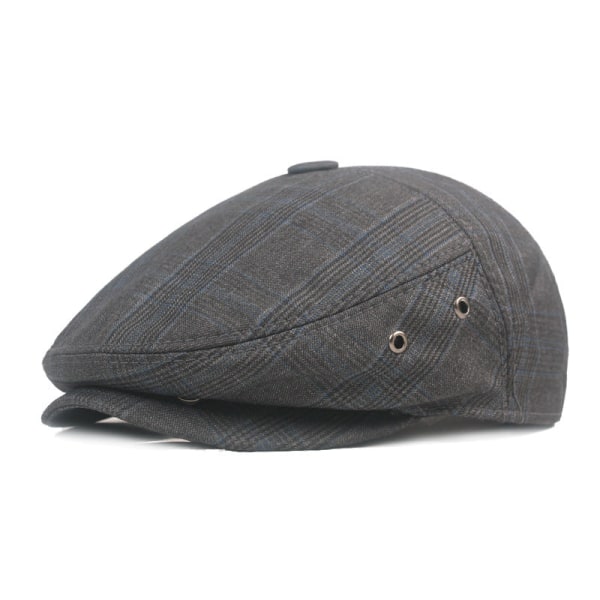 Baretter Hat Midaldrende Ældre Hatte Mænd Retro Peaked Cap Spring Tynde Baret Advance Hatte Plaid black and gray 59cm