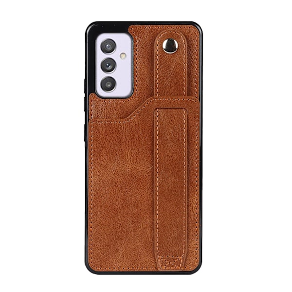 Fodral för iPhone15 6.1 brunt armband läder PU mode korthållare multifunktionell