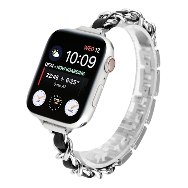 Urrem til Apple Watch iWatch 38/40/41/ 10. generation 42mm sølv med sort