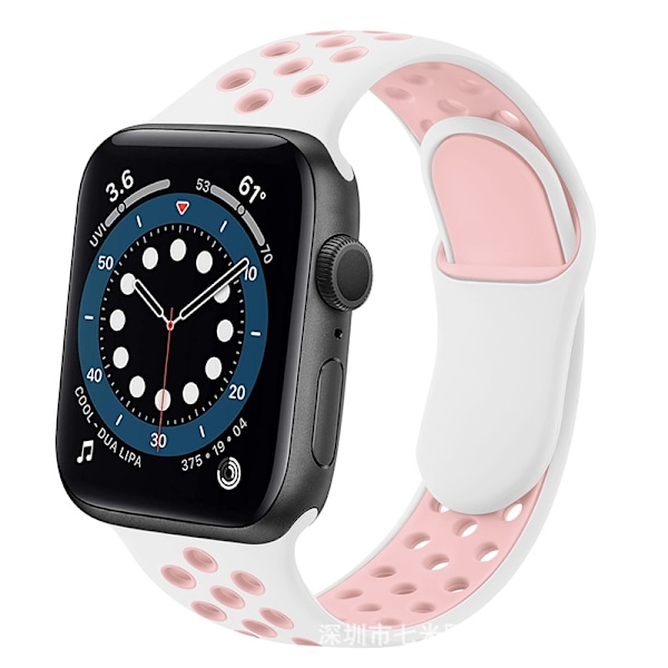 Klockarmband för Apple Watch iWatch 38/40/41mm standard vit + rosa