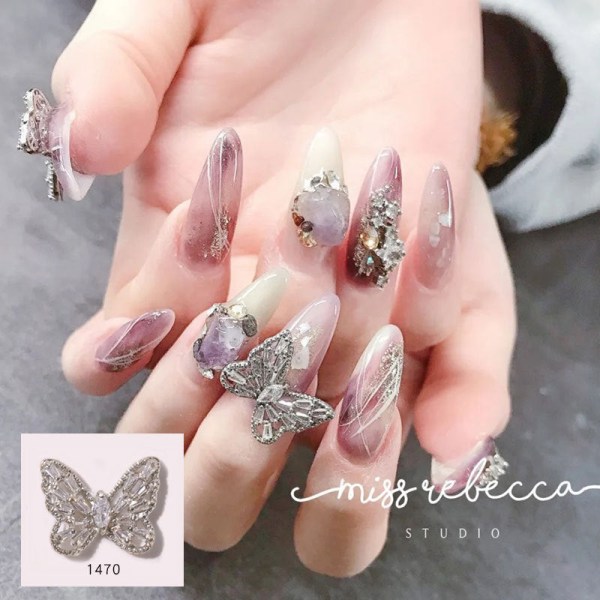 Nageldekorationer för nail art Nagelfjärilsprydnad tredimensionell Super Flash Rhinestone 1518