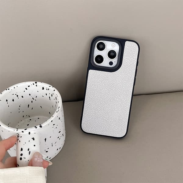 Etui til iPhone 14Pro stor pore læder tekstur enkelt skal sølv solid silikone tynd simpl