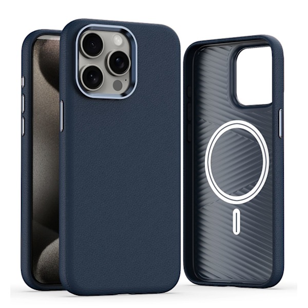 Fodral för iPhone 13 mörkblå magnetisk version magnetiskt läder fullt anti-fall