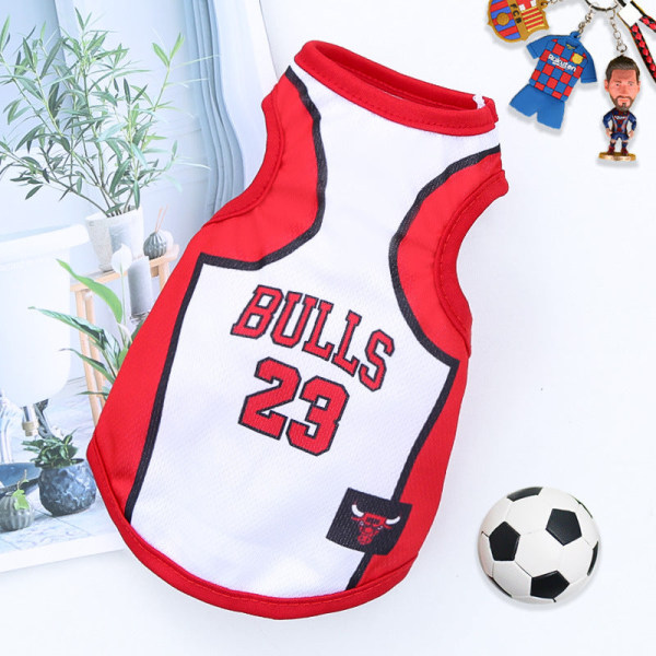 Kjæledyrsklær Hund Golden Retriever Sommernettvest VM-balluniform Basketballklær White Red No. 23 Bulls 3xl