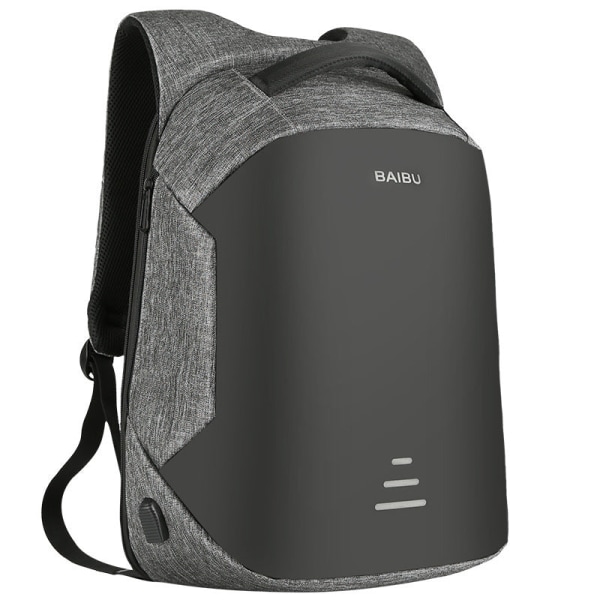 Skoleelev ryggsekk College Bookbag Reiseveske Anti-tyveri USB-ladedatamaskin Gray