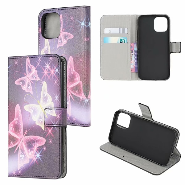 Etui til iPhone 13 Pro Magic Butterfly Malet Læder Kortpung Print