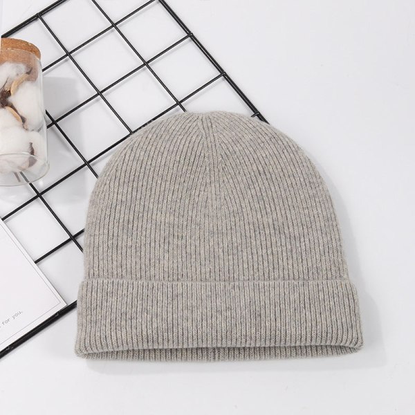 Varm vinterstrik Beanie Hatte Hat Kvinder Koreansk stil Japansk stil Insstil Cashmere Casual uldgarn Unisex Gray M