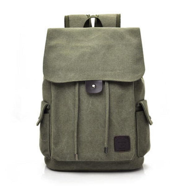 Skolstudentryggsäck Collegebokväska Resväska Mode Universal Casual Canvas Army Green