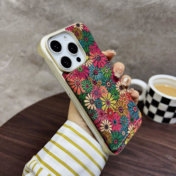 Etui til iPhone 14 Pro solsikke magnetisk træ sommerfugl holder kort separat