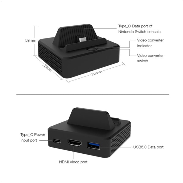 Til Switchled Host HDMI Video Con Bottom Switch Bærbar TV Base Converter