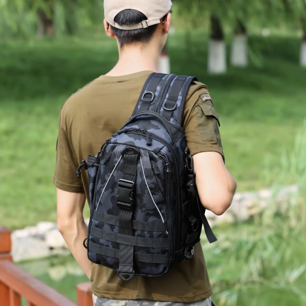 Lure Bag Single Shoulder Multi-Function Tactical Backpack Outdoor Bag Gray-brown