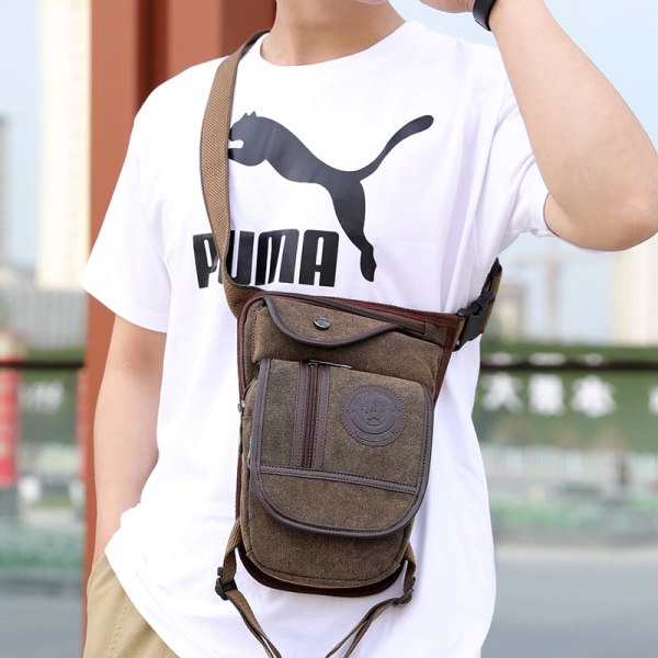 Fanny Pack Running Belt Waist Bag Organizer Outdoor Canvas Khaki