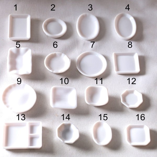 Miniature Furniture Toy Dolls House DIY Decoration Accessories Mini Pure White Dishes and Plates 5/package 12