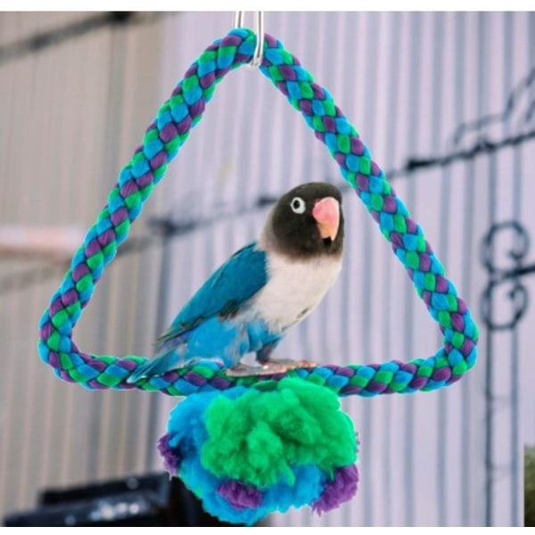 Safe Non-Toxic Bird Toys Parrot Triangle Rope Cotton String Swing Bite Climbing Ring Triangle