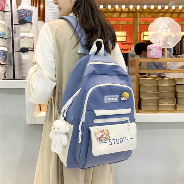 Kvinnor tjej ryggsäck axelväska skolväska koreansk stil Enkel Harajuku Style Campus Stor kapacitet Junior High School Black