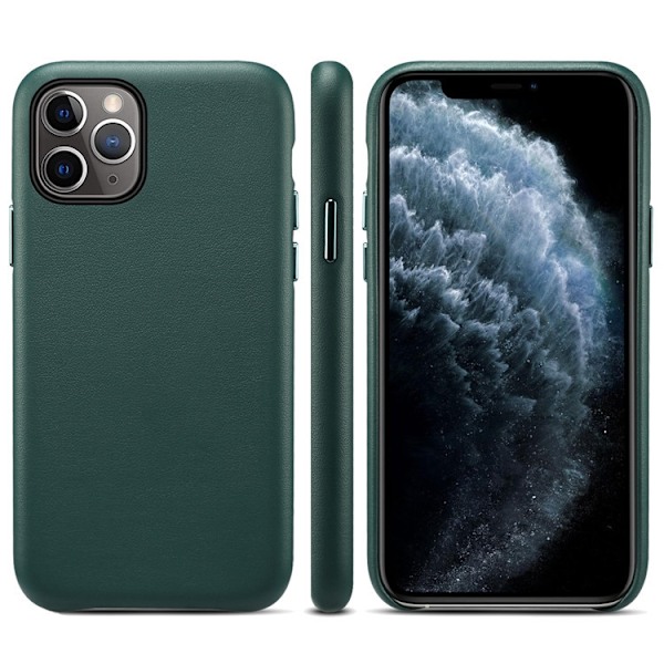 Etui til iPhone 15 Pro Midnatsgrøn Lammeskindsmønster Stødsikkert Let og Slidstærkt Læder