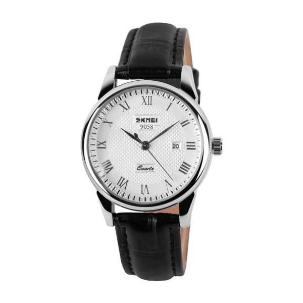 Miesten kellot Klassinen Business Belt Quartz Watch Teräsrannekello Watch silver surface-Black