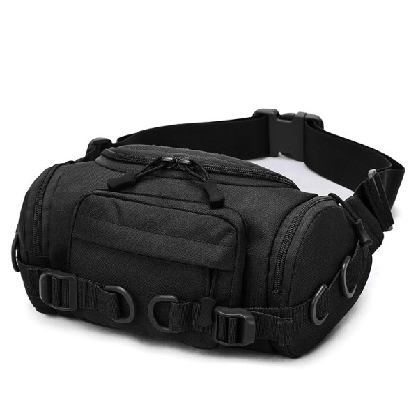 Fanny Pack Løbebælte Taljetaske Organizer Udendørs Camouflage Taktisk Multifunktion Black Average size