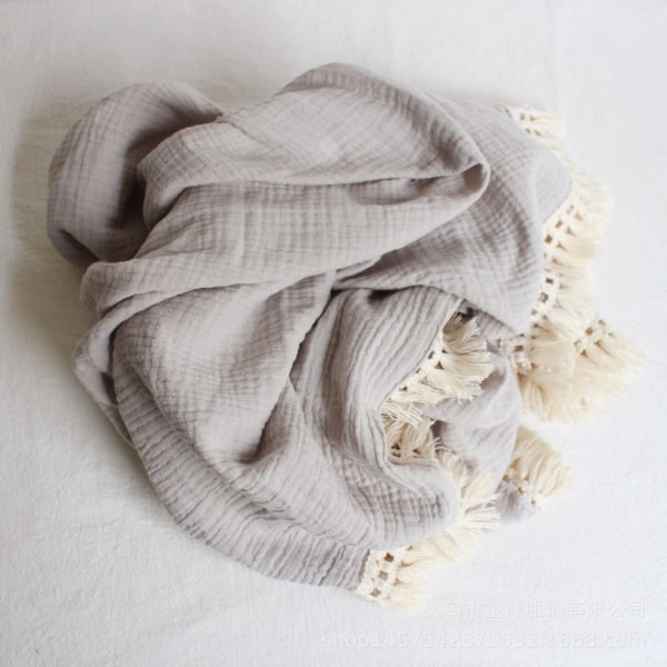 Spædbarnskvast tæppe Gaze indpakket håndklæde klapvogn Forrudebetræk Tæppe Babytæppe Gray 65*80cm