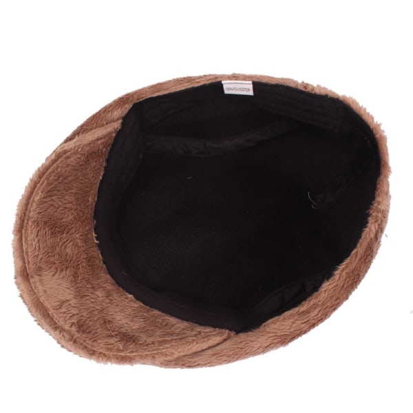 Beret lue vinter lue fleece-foret beret herre og kvinner høst vinter lue lue flanell beret Brown Adjustable