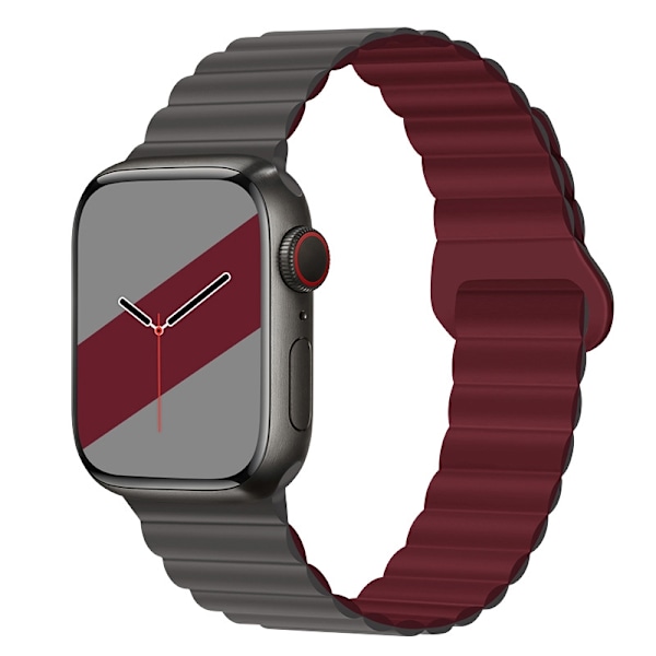 Urrem til Apple Watch iWatch 38/40/41/42mm grå med vinrød
