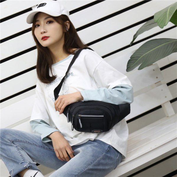 Män kvinnor Fanny Pack Midjeväska Mode Löpning Personlig Mobiltelefon Flerlagers bröstkassa Bälte Män Black
