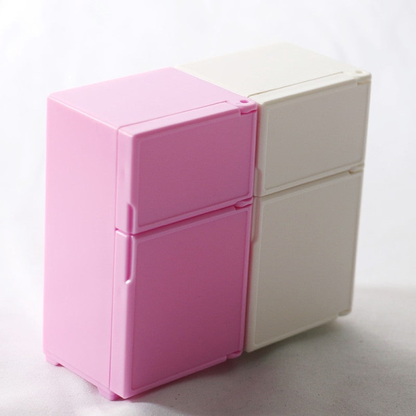 Miniature Møbler Legetøj Dukker Hus DIY Dekoration Tilbehør Mini tegneserie Pink Køleskab Pink