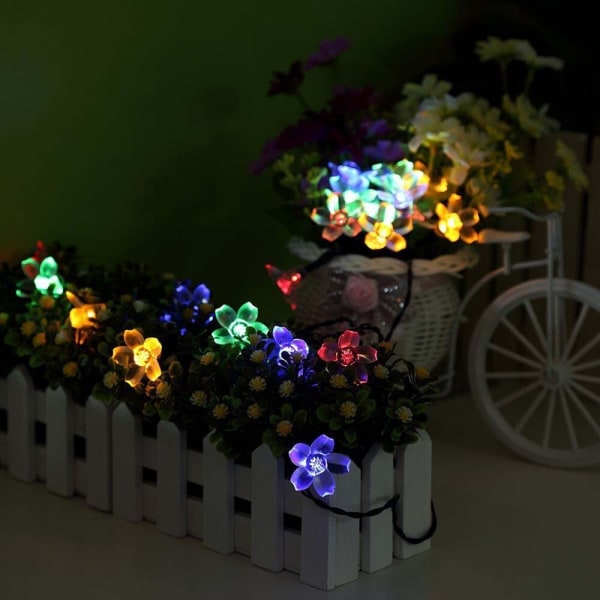 Solar Led String Light Peach Flowers Fairy Garland 9M 5M Vanntett Utendørs Festoon String Lights Dekor Hage Julelys blue 9m