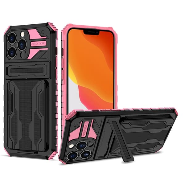 Etui til iPhone 15 Pro Max rosa diamant kortholder multifunksjon anti-fall