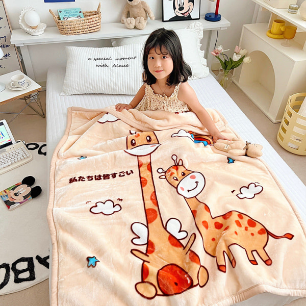 Tecknad liten filt dubbellager Raschel Cloud filt Stor version Cover Filt Tupplursfilt Cute deer 110*140cm